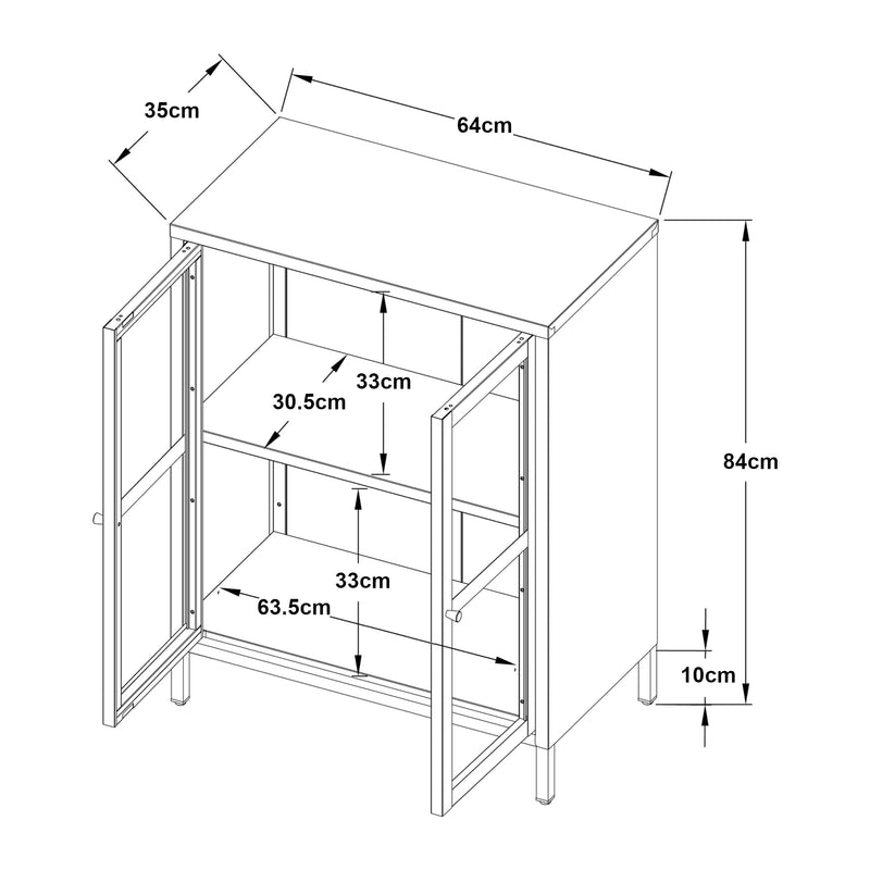 Måttskiss Sideboard Säkylä [en.casa]