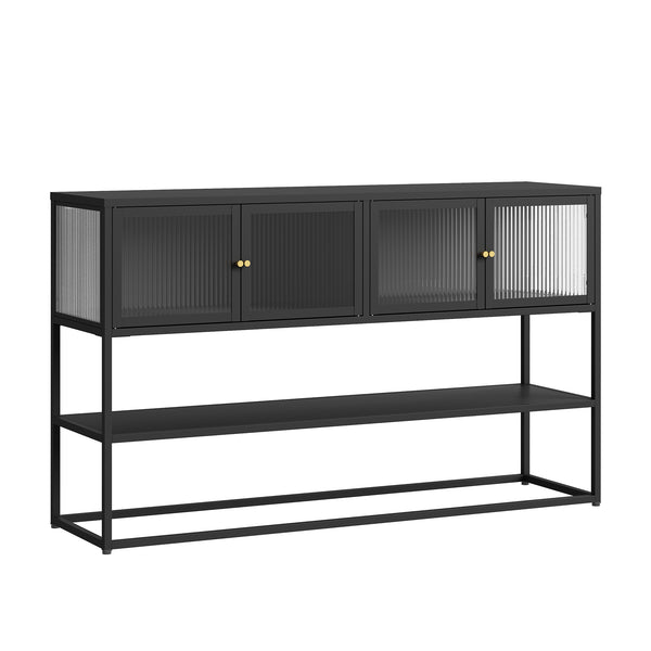 Sideboard Säkylä med 4 glasdörrar 150x38x90 cm stål [en.casa]