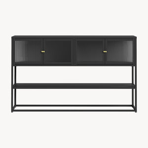 Sideboard Säkylä med 4 glasdörrar 150x38x90 cm stål [en.casa]
