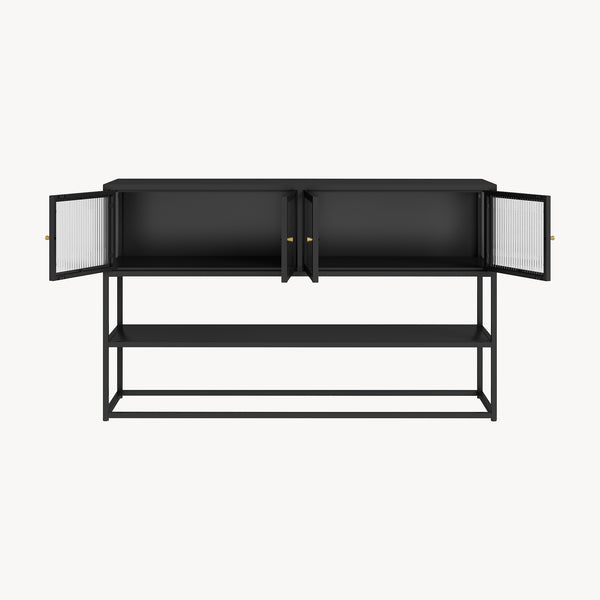 Sideboard Säkylä med 4 glasdörrar 150x38x90 cm stål [en.casa]