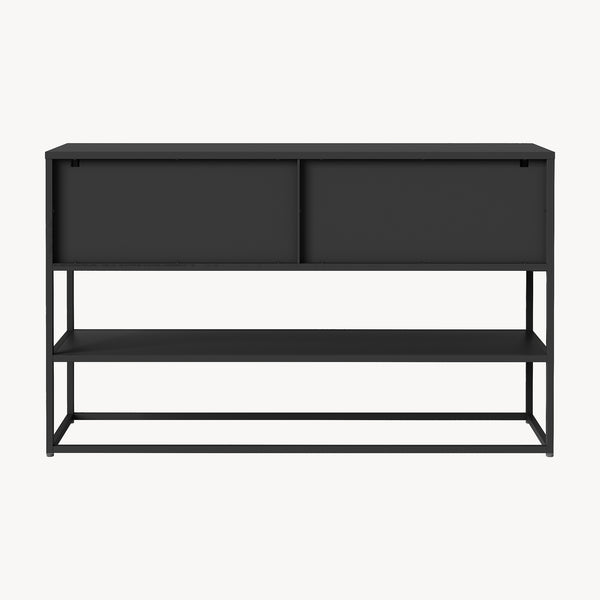 Sideboard Säkylä med 4 glasdörrar 150x38x90 cm stål [en.casa]