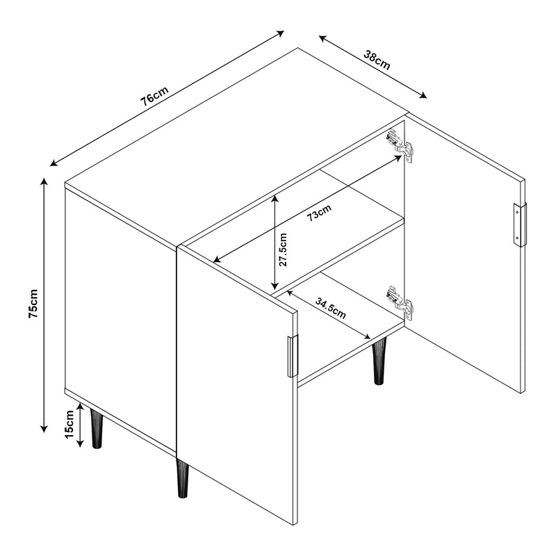 Måttskiss Sideboard Starvili [en.casa]
