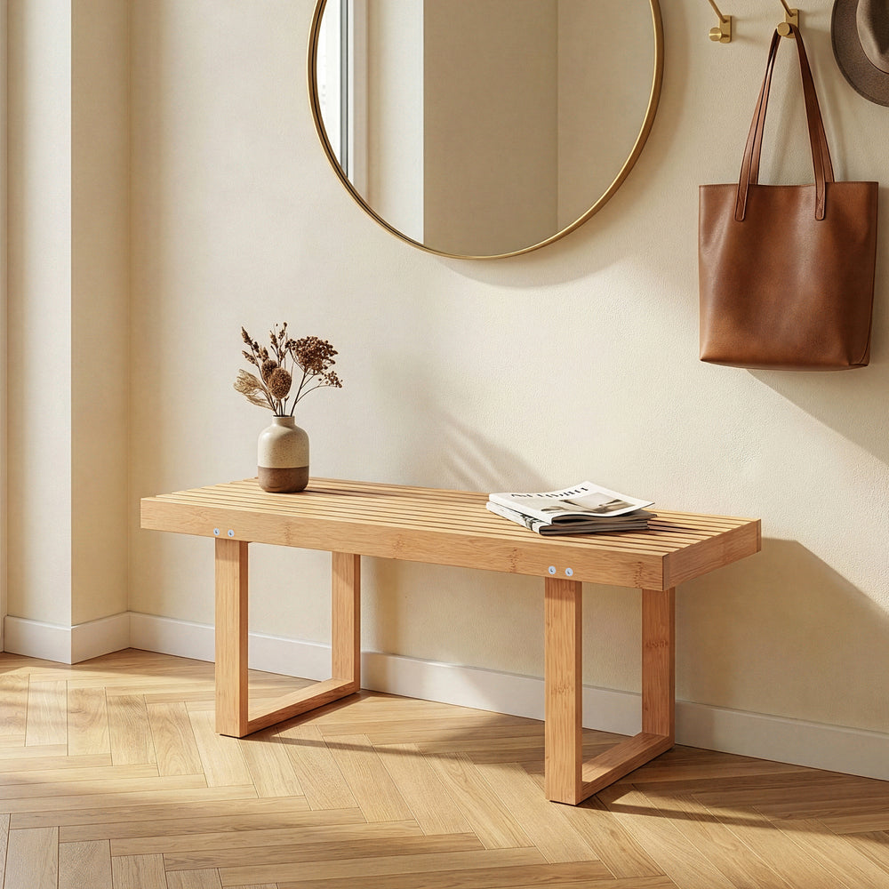 Bänk Aarela 91x41x38 cm Bambus [en.casa]