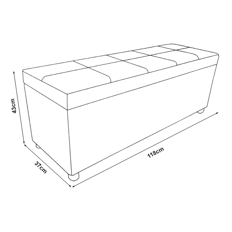 Måttskiss [neu.holz]® Sittbänk/Sängbänk med förvaring-119x38x45cm

