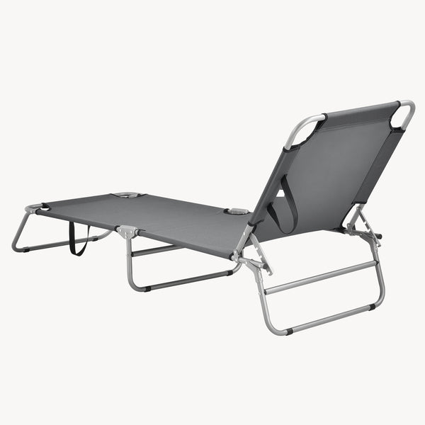 Solsäng Carcao silver matt hopfällbar 5 olika lägen [en.casa] välj modell