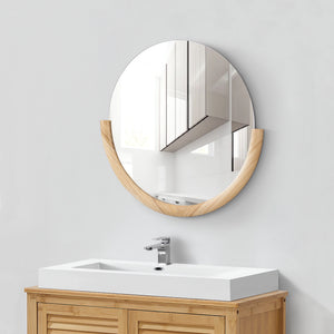 Väggspegel Atri oval 61x64 cm eukalyptus [en.casa]