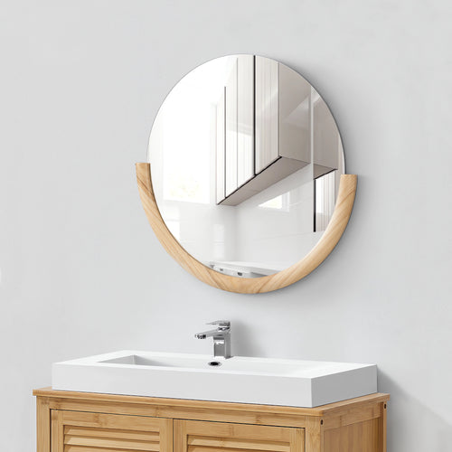 Väggspegel Atri oval 61x64 cm eukalyptus [en.casa]