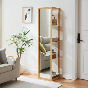 Spegelhylla As 170x40x35 cm bambu [en.casa] - premiumXL