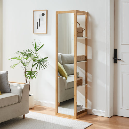 Spegelhylla As 170x40x35 cm bambu [en.casa] - premiumXL