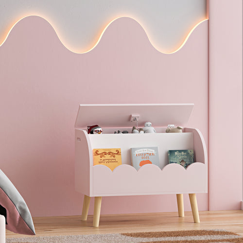 Leksakslåda Vestnes 60x30x44 cm Cotton Candy/Vit [en.casa] - premiumXL