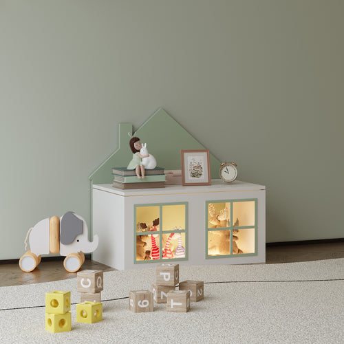 Leksakslåda Vipsali 56x60x33 cm mintgrön/vit [en.casa] - premiumXL