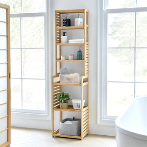 Ställhylla Forssa 165 x 42 x 28 cm bambu natur [en.casa] - premiumXL