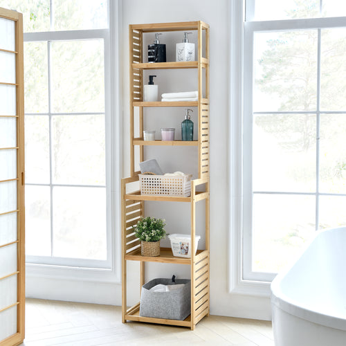 Ställhylla Forssa 165 x 42 x 28 cm bambu natur [en.casa] - premiumXL
