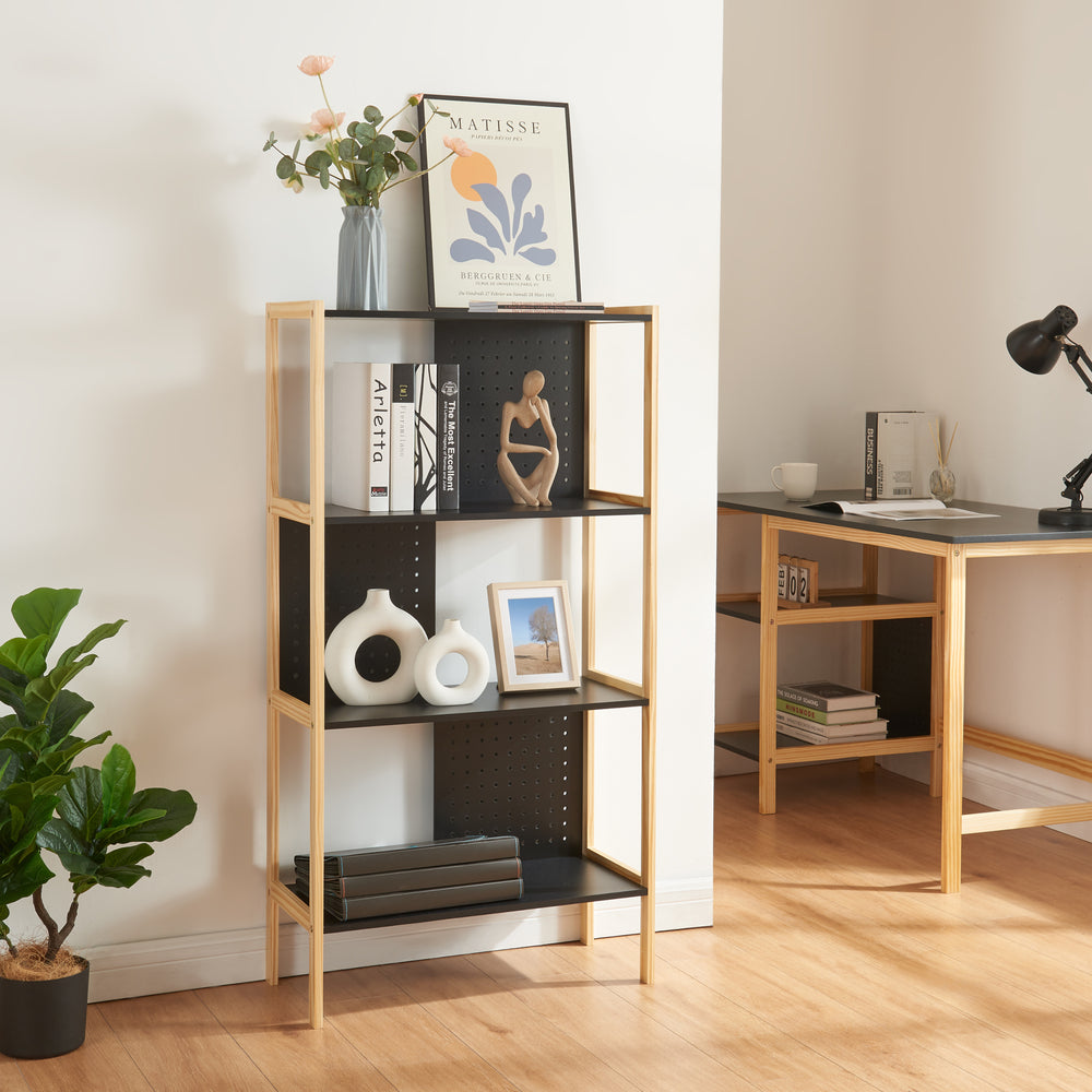 Ställhylla Dønna 120x63x28cm Svart/Träfärgad [en.casa] - premiumXL