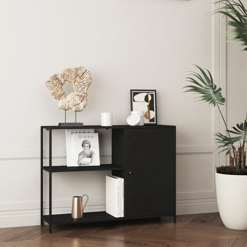 Skåphylla Viitasaari Metall Svart [en.casa] - premiumXL