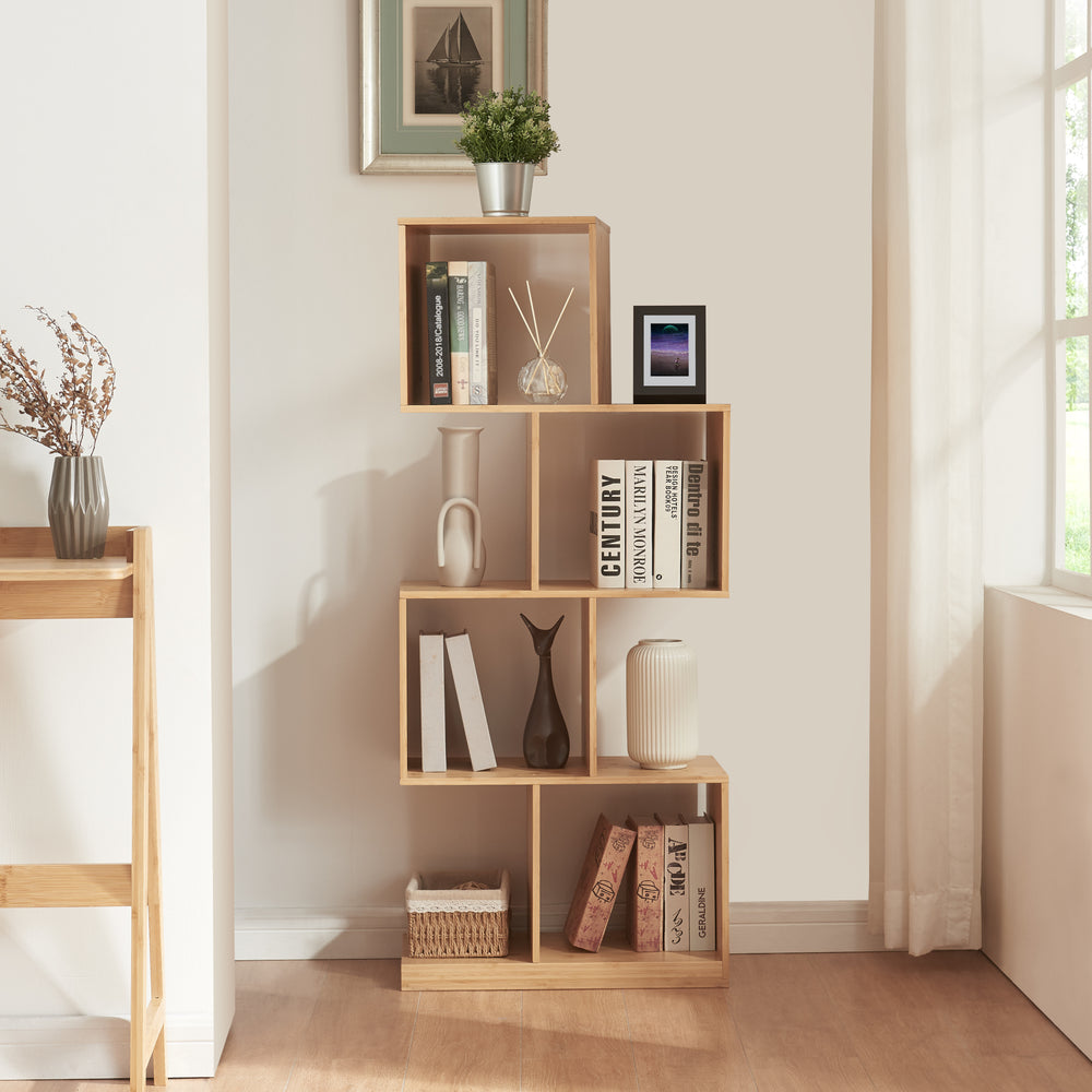 Bokhylla Gullspång Bambus 130x55x30cm Natur [en.casa] - premiumXL