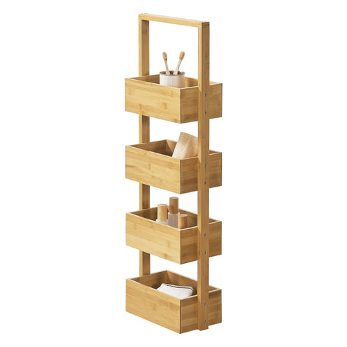 Badrumshylla Bardu med 4 hyllplan 28x16x88cm bambu [en.casa] - premiumXL