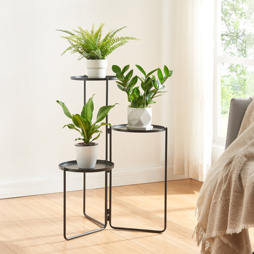 Ostre växtställ med 3 metallhyllor [en.casa]