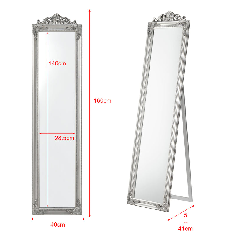 Måttskiss Golvspegel Arezzo helfigursspegel 160x40cm eukapyptus lutningsbar [en.casa] välj modell