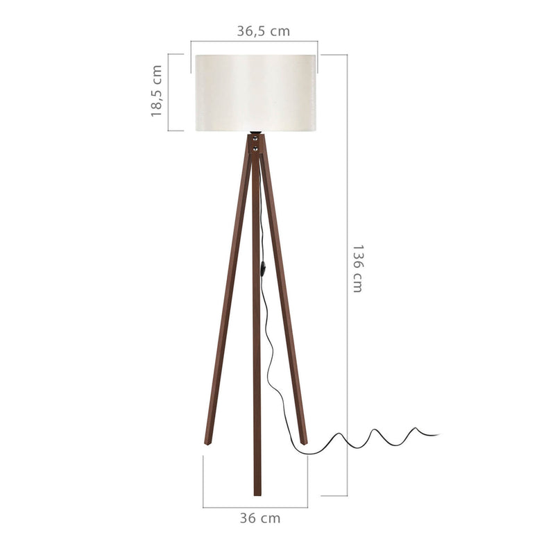 Måttskiss Rochester E27 golvlampa i olika färger [lux.pro]