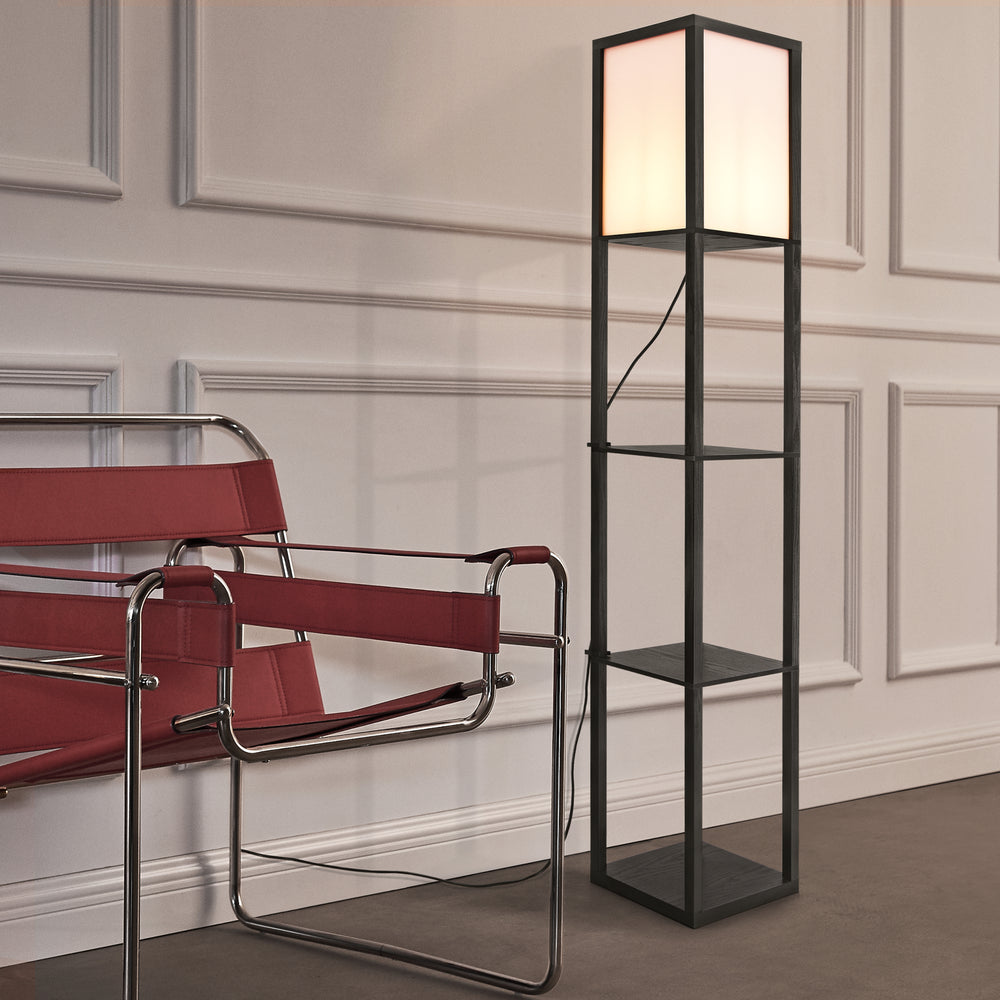 Golvlampa Stapleford med hylla 160x26x26 cm svart vit [lux.pro]