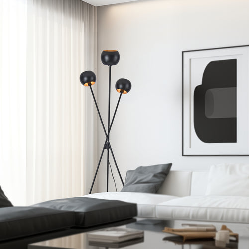 Golvlampa Nykvarn 3 - ljuskällor Svart / Guld [lux.pro] - premiumXL