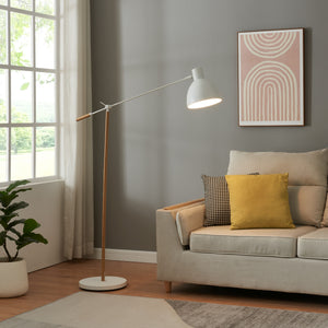 Golvlampa Banchory Metall 163 cm trälook/vit [lux.pro] - premiumXL