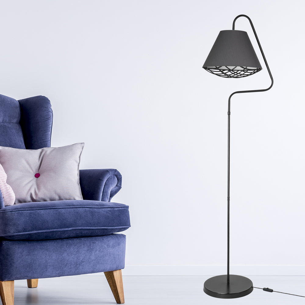 Golvlampa Gateshead E27 Metall Textil Svart / Grå [lux.pro] - premiumXL
