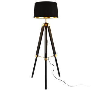 Golvlampa Karlsbad linne metall svart mässing [lux.pro]