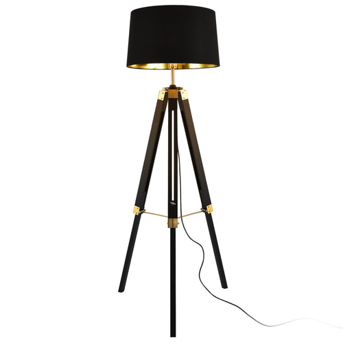 Golvlampa Karlsbad linne metall svart mässing [lux.pro]