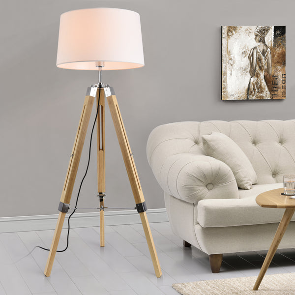 Golvlampa Karlsbad 145cm trä metall textil [lux.pro] välj modell