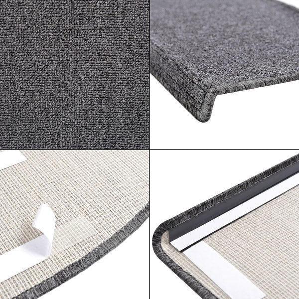 Trappstegsmatta set om 15 självhäftande halvmåne 65x24 cm [en.casa] välj modell