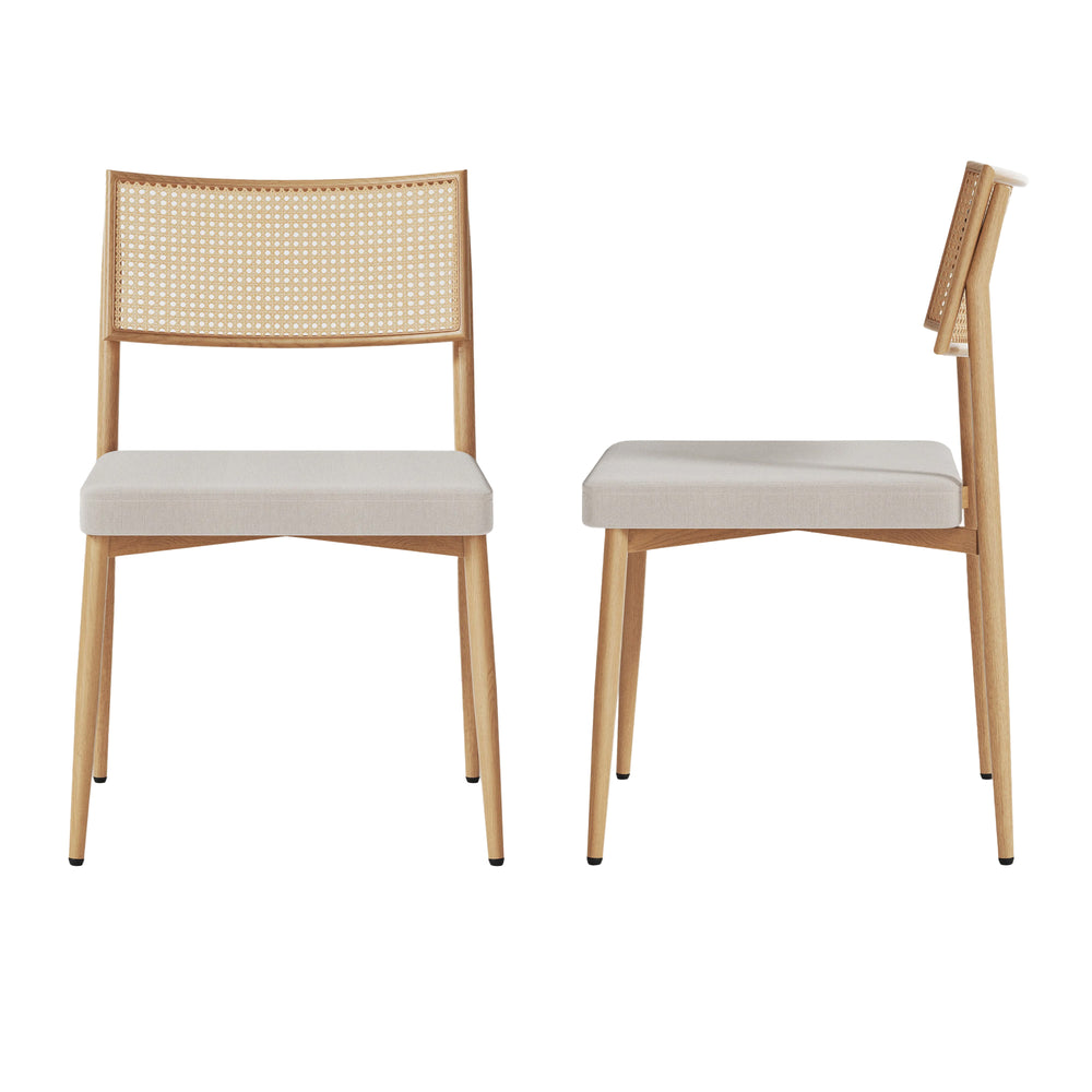 Matgruppsstolset Jördfjok Textil Rattanutseende/Beige [en.casa]
