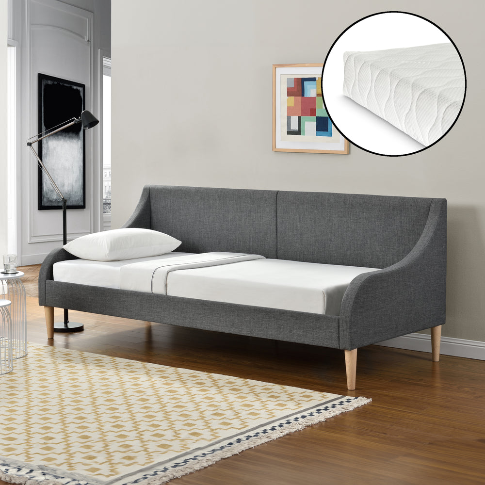 Dagbädd 90x200 cm med eller utan kallskummadrass mörkgrå en.casa - premiumXL