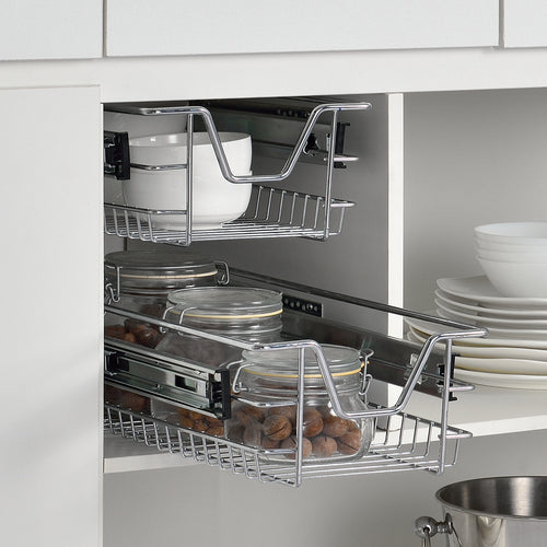 2-pack teleskoplåda i olika storlekar stål silver [en.casa] - premiumXL