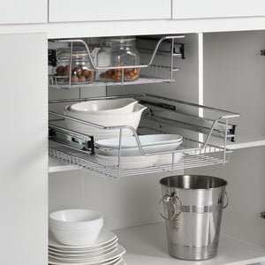 2-pack teleskoplåda i olika storlekar stål silver [en.casa] - premiumXL