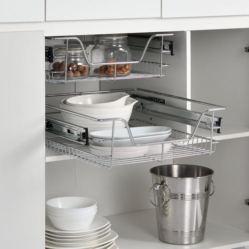 2-pack teleskoplåda i olika storlekar stål silver [en.casa] - premiumXL