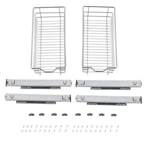 Trådback med teleskopiska utdragsskenor set om 2 förkromad metall silver [en.casa] välj modell