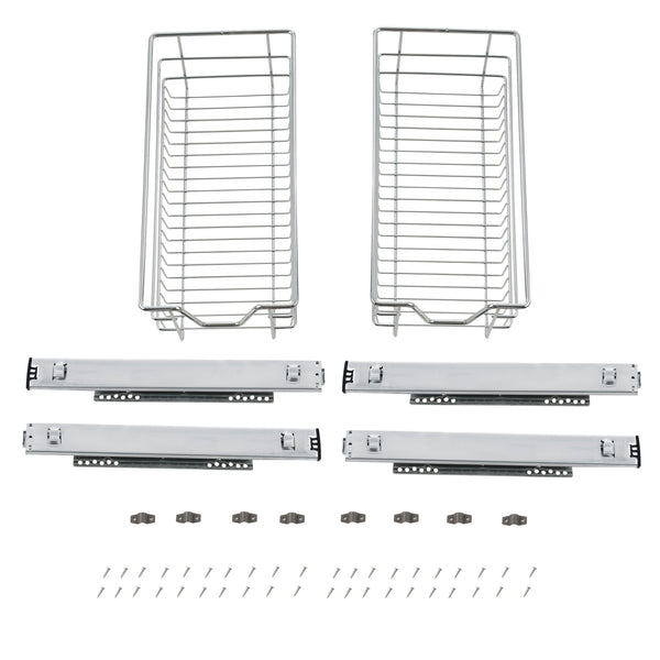 Trådback med teleskopiska utdragsskenor set om 2 förkromad metall silver [en.casa] välj modell