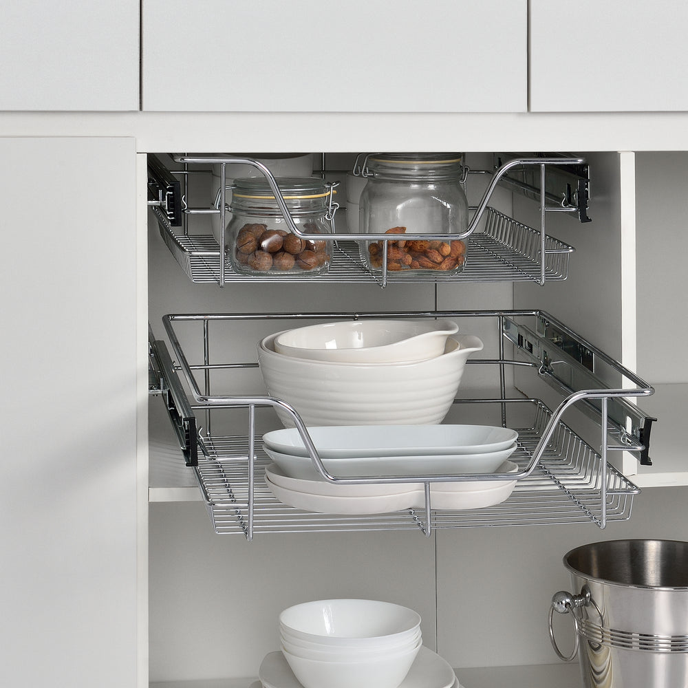 2-pack teleskoplåda i olika storlekar stål silver [en.casa] - premiumXL