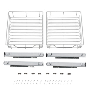 Trådback med teleskopiska utdragsskenor set om 2 förkromad metall silver [en.casa] välj modell