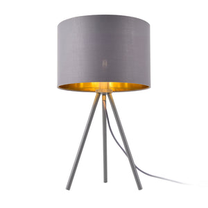 Bordslampa Metz 51x30cm metall textil grå guld [lux.pro]