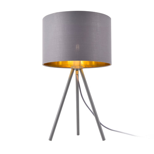 Bordslampa Metz 51x30cm metall textil grå guld [lux.pro]