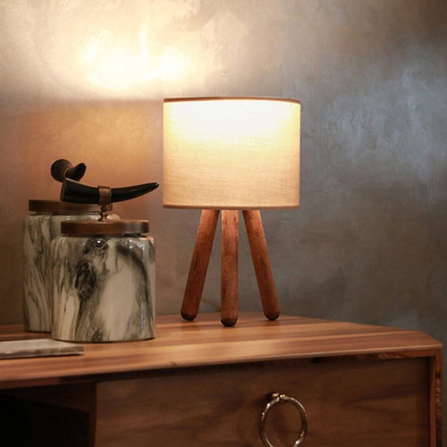 Bordslampa Preston trä 1xE27 sandfärgad [lux.pro] - premiumXL