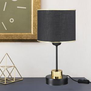Bordslampa Gravesend E27 Metall Textil Svart / Mässingsfärgad [lux.pro]
