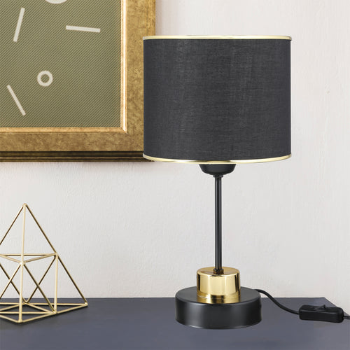 Bordslampa Gravesend E27 Metall Textil Svart / Mässingsfärgad [lux.pro]