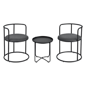 Caféset Älvkarleby bord och 2 stolar stål svart [en.casa]
