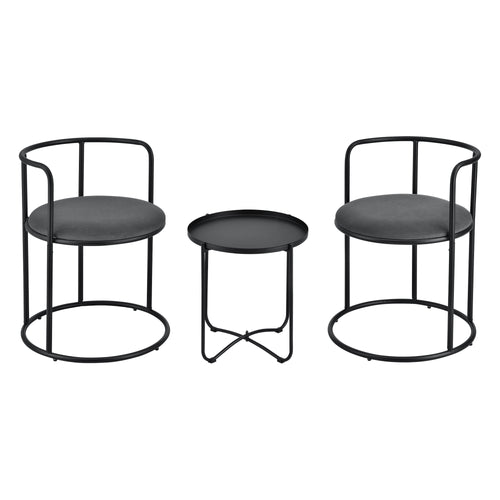 Caféset Älvkarleby bord och 2 stolar stål svart [en.casa]