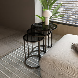 Soffbord Kyyjärvi set om 3 rund glas [en.casa] välj modell