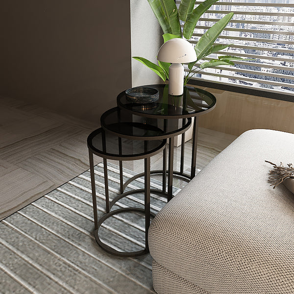 Soffbord Kyyjärvi set om 3 rund glas [en.casa] välj modell